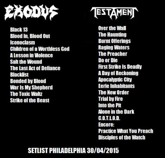 Set List Abril